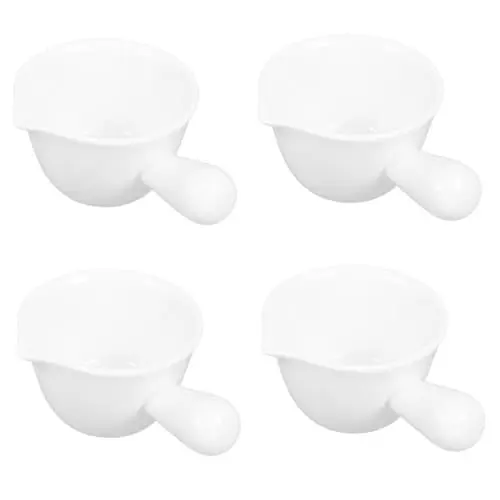 Produktbild: Garneck 4 Stück kleiner Sirupkrug -Servierbecher Milchaufschäumkännchen Saucenkrug Soßenausgießer Snackschale keramikschüssel Soßenbecher mit kleinem Henkel kleines Gericht Weiß