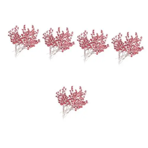 Produktbild: Garneck 5 Sätze Weihnachtsdekorationen Künstliche Stechpalmenbeeren Weihnachtsbaum Pflücken Rote Beeren Stiele Weihnachtsdekorationen 10 Stück * 5