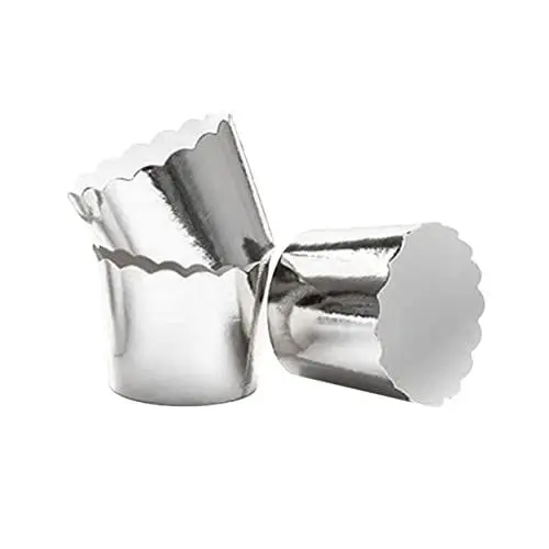 Produktbild: Garneck 50 Stück Cupcake-Wrapper Dessertschalen aus Papier Mini-Muffins Papierbecher Mini Pappbecher obstplatte kuchendekoration Partyzubehör Muffinförmchen aus Papier Silver