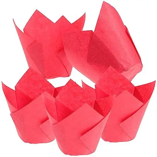 Produktbild: Garneck 50 Stück Backen Kuchen Tasse Muffin Fällen Rot Fett Pergamentpapier Für Parteien Geburtstage