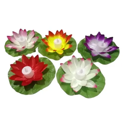 Produktbild: Garneck 5St Seerose hochzeitsdeko hochzeits Dekoration schwebendes Lotuslicht Wasser schwimmende Kerzenhalter Laterne LED-Licht in Lotusform Lotus führte Wasserlichter Blumen Schmuck