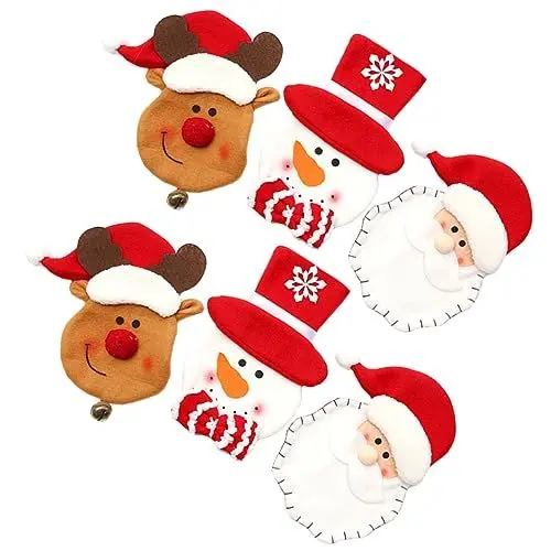 Produktbild: Garneck 6St Weihnachtsschneemann-Elch-Besteck-Set Frohe Weihnachten Bestecktasche Party Christbaumschmuck weihnachtsmotiv weihnachtsessen Geschirrabdeckung Weihnachten Geschirrtuchhalter