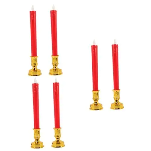 Produktbild: Garneck 6 STK Elektronische LED-Kerzenlichter elektrische Kerzen flackern geführte Kerzenlichter Kerzenlampe flammenlose Kerze spirituelle Kerzen leuchten Kerze LED-Lampe Plastik rot