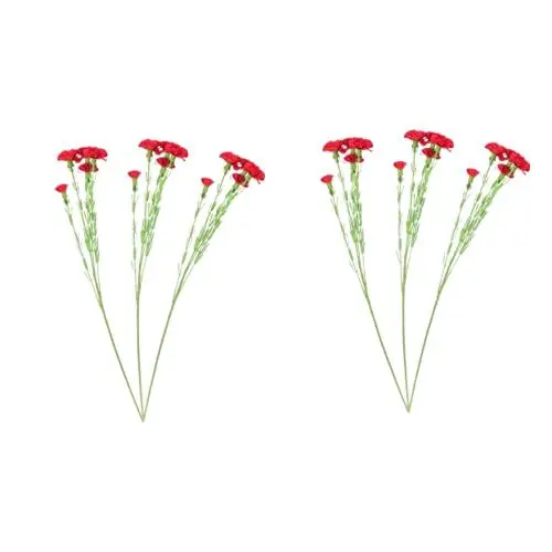 Produktbild: Garneck 6stücke Kunstblumen Realistische Künstliche Carnationen Für Hochzeit Muttertag Und Heimdekoration Pflegeleicht Rote Blüten Für Jeden Anlass