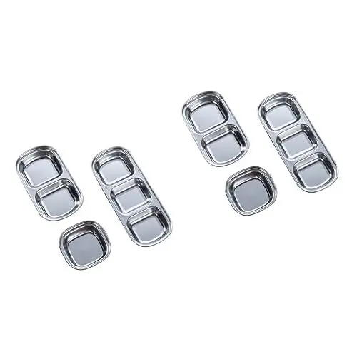Produktbild: Garneck 6 Stk Tauchplatte aus Edelstahl Sub-Grid-Gericht Sushi-Dip-Schalen Wasabi-Gericht Prise Schalen Gewürze Essiggericht Vorspeisenteller Gewürzgericht Sauce Gericht Gewürzteller
