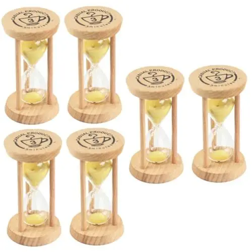 Produktbild: Garneck 6 Stück Sanduhr Sanduhr Zahnputz Timer Kinder Timer Wassertisch Spielzeug Timer Für Kinder Zähneputzen Sanduhr Zeitmanagement Trainer Hohes Borosilikatglas Gelb