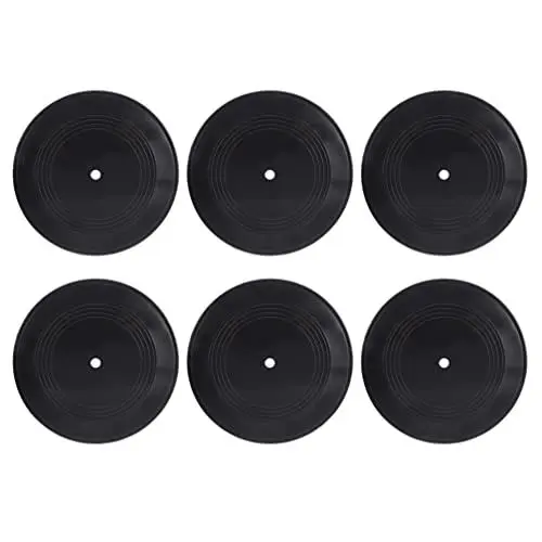 Produktbild: Garneck 6 Stück leere Vinyl-Schallplatten, gefälschte Dekoration, trendige Musikräume, Vinyl-Schallplatten, Wanddekoration, Zuhause, Wohnzimmer, Wandkunst, Dekorationen, Schwarz