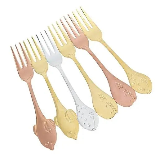 Produktbild: Garneck 6st Speisegabel Kettensägenkoffer Vorspeisen Antike Kuchengabeln Silberne Dessertgabeln Alte Kuchengabeln Silberne Kuchengabeln Goldene Kuchengabeln Dessertbesteck