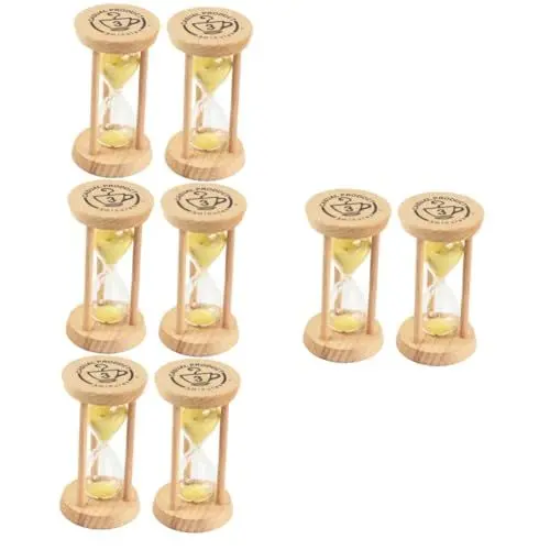 Produktbild: Garneck 8 Stück Sanduhr Sanduhr Kinderspielzeug Kinderzahnbürste Kinderzahnbürsten Timer Für Kinder 3 Minuten Sandmanagement Trainer Zahnputz Timer Gelbes Glas Mit Hohem