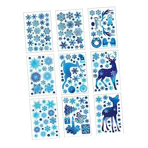 Produktbild: Garneck 9 Blätter Fensteraufkleber Weihnachtsfensterbild Winterliche Partydekorationen Elch-dekor Aufkleber Für Festivalschaufenster Weihnachtsfenster Haftet Wandaufkleber Entfernbar Pvc