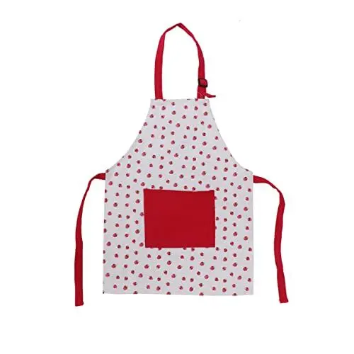 Produktbild: Garneck Baumwollschürze malschürze kinder kinderschürze kindergriller kinder malschürze kinder schürze Neckholder-Kochmützen hängende Halsschürze Kochlätzchen Gitter Eltern-Kind rot