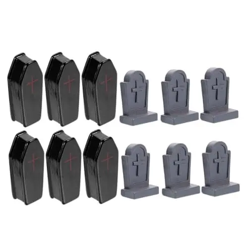 Produktbild: Garneck Dekorativer Halloween Grabstein aus Resin Miniatur Grabsteine für Gruselige Partys und Dekorationen im Freien