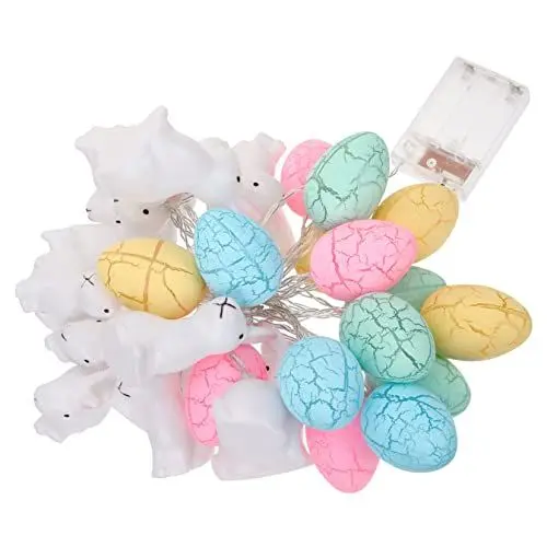 Produktbild: Garneck Eierlichter Girlande Ostern Lichterkette Ostereier knacken Dekor Osterhasenlicht Gastgeschenke für Ostern Batterie farbige Lichter Partybedarf Laternenpfahl schmücken Plastik