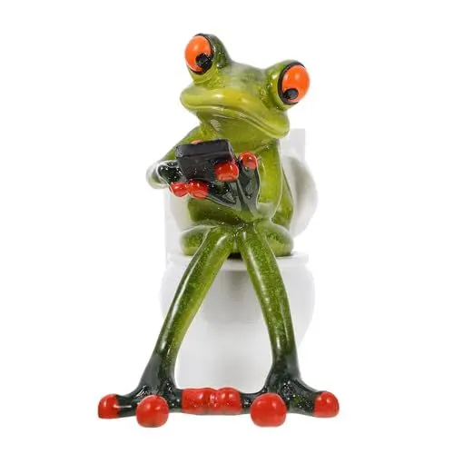 Produktbild: Garneck Frosch Figur Statue Nette Bleistift Halter Lustige Grün Frosch SMS Auf Wc Skulptur Geschenke für Fee Garten Büro Dekoration