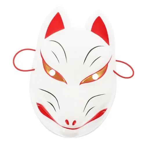 Produktbild: Garneck Fuchsmaske Halbgesicht Cosplay Party Anime Performance Bühnenmaske Festival Dress up Dekoration Anbu Fox (weiß) Japanische Fuchsmaske Maskerade Tiermaske Abschlussball Plastik Anbe