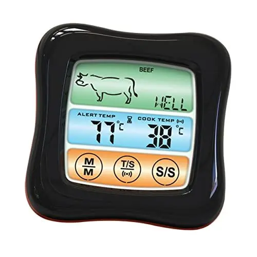 Produktbild: Garneck Touchscreen Bbq Thermometer Mit Timer Digitales Fleischthermometer Für Grill Smoker Ofen Präzise Temperaturmessung Alarmfunktion Einfache Bedienung