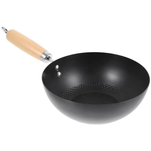 Produktbild: Garneck Gusseisen-Wok-Pfanne - Kleiner Japanischer Chinesischer Wok Aus Handgehämmertem Eisen - Bratpfanne Rührpfanne Küchengeschirr Für Elektroherd Induktion 20 Cm