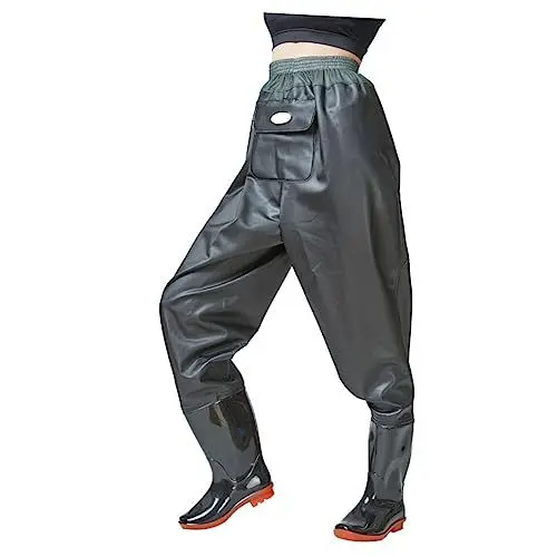 Produktbild: Garneck Angelhose Schuhe Wathose Für Outdoor-aktivitäten Halbkörper-Design PVC-Material Ohne Sohle Schwarz/grün 43 Yard