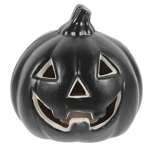 Produktbild: Garneck Halloween-Led-Kürbislichter Batteriebetriebene Ausgehöhlte Jack-O-Laternen-Lampendekoration Flammenlos Leuchtende Kürbis-Tischleuchte Für Halloween-Partygeschenke Schwarz
