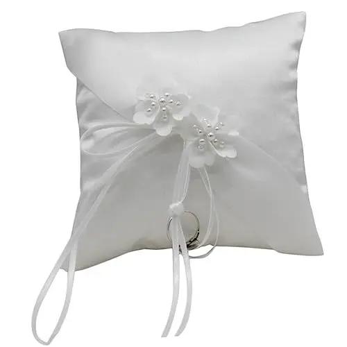 Produktbild: Garneck Hochzeitsgeschenk Hochzeitszubehör Perlenzubehör hochzeitsdeko hochzeitslaken Ringe Ringkissen zur Hochzeit Verlobungsringträgerkissen Hochzeitskleid Kopfkissen Vorschlag j037 Weiß