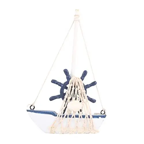 Produktbild: Garneck Holzsegelboot Dekoration Segelboot- Meerjungfrau-Ornament Strand Dekoration Maison Hausdekoration Bootsmatte Kabinendekor Nautisch Surfen Surf- Bambus