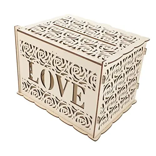 Produktbild: Garneck Kasten Hochzeits-Sign-In-Box aufbewahrungsdose storage boxes Empfangsbox rustikale Geschenkbox Kartenhalter für Hochzeitsempfang Etui für Hochzeitskarten Liebe Visitenkartenetui