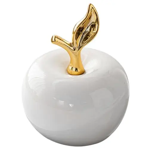Produktbild: Garneck Keramik Apfel Deko Figuren Weiß Porzellan Weihnachten Tischdeko Objekt Weihnachtsdeko Früchte Weihnachtsschmuck Weihnachtsfiguren Kinder Xmas Party Dekoration