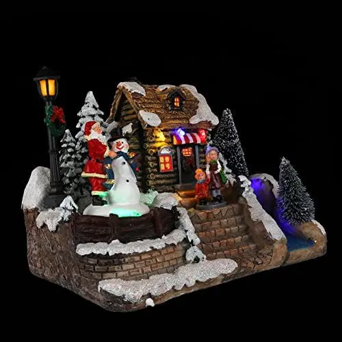 Produktbild: Garneck Led Weihnachtsdorf Beleuchtet Beleuchtete Weihnachtsstadt Kunstharz Figuren Miniatur Weihnachtsstadt Winterdorf Häuser Weihnachtshäuser Xmas Deko Weihnachtsdekortion Weihnachten Tischdeko