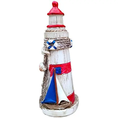 Produktbild: Garneck Meer Leuchtturm Dekor Leuchtturm Lampe Faro Meditations-Leuchtturm-Modell Mittelmeer Leuchtturm Dekorativ Nautisch Der Leuchtturm Nautische Figur Sandkasten Harz Container