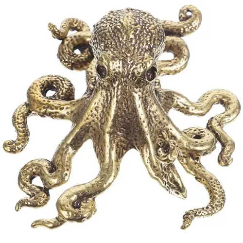 Produktbild: Garneck Messing Figur Messing Mini Schmuck Octopus Decor Statue Figuren für Tier Skulptur Sammlerstücke Desktop -Statue Octopus Wanddeko Mini Figuren Messing Schmuck