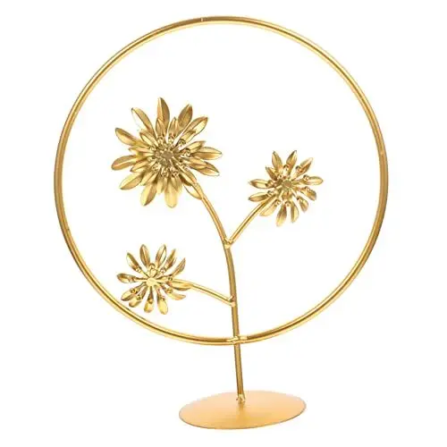 Produktbild: Garneck Moderne Eisen Skulptur Blattfigur Dekorative Tischkunst Für Wohnzimmer Büro Und Bücherregal Stilvolles Dekoobjekt Goldfarben Langlebig Und Kunstvoll Gestaltet