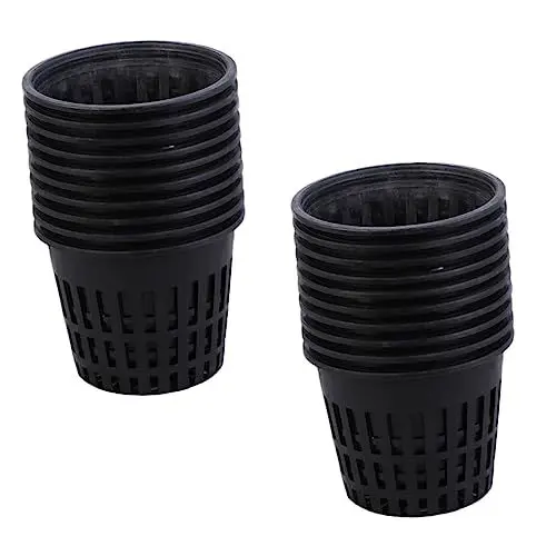 Produktbild: Garneck Pflanzkorb Für Teich – 20 Stück Gitternetztöpfe Aus Stabilem Mesh Für Hydroponik Und Aquaponik - Ideal Für Teichpflanzen Und Gartenanbau - Schwarz Und Langlebig