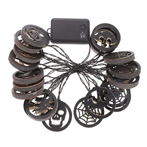 Produktbild: Garneck Schnur Hölzerne Halloween-Beleuchtung Halloween-Ornamente Indoor-Halloween-Lichter Halloween-Lichter Im Freien Halloween-gartendekoration Plastik Requisiten Led