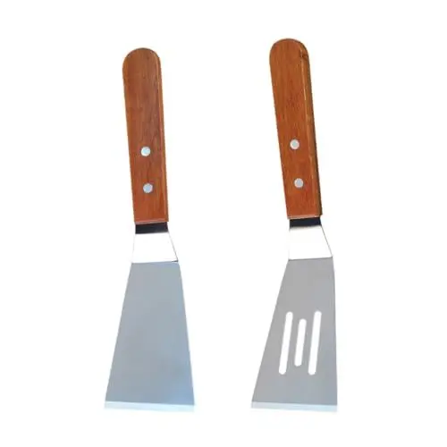 Produktbild: Garneck Hohler Steakspatel Grillschaufel Aus Edelstahl Tragbarer Mini-spatel Mit Holzgriff Zum Kochen Von Eiern Und Burgern
