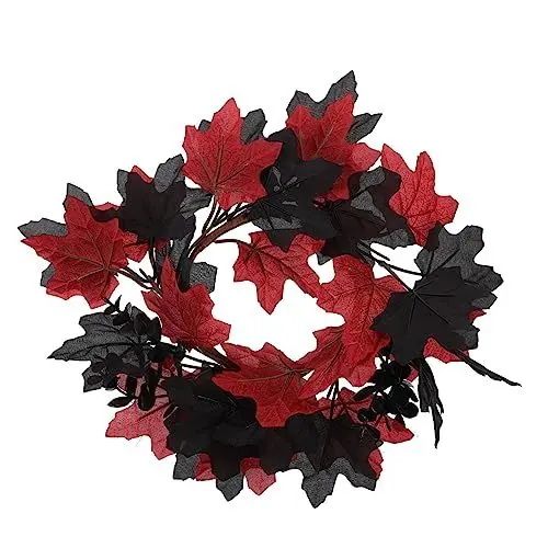 Produktbild: Garneck Eleganter Gotischer Halloween-Kranz Mit Ahornblättern Simulierter Kranz Für Zu Hause Der Ihre Halloween-atmosphäre Verbessert