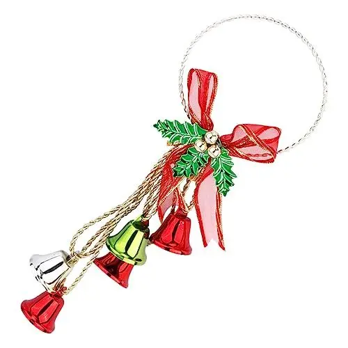 Produktbild: Garneck Weihnachtskugeln Weihnachtsdekoration Roter Schlüsselanhänger Goldener Schlüsselanhänger Gravierter Festival-Glockenanhänger Weihnachtsschmuck-Set Glockentürhänger Metall
