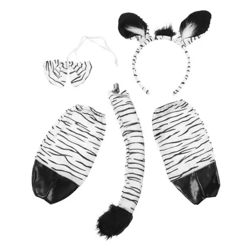 Produktbild: Garneck Zebra-Kostümset: 1 Set Plüsch-Zebra-Ohren Stirnbänder Und Fliege Cosplay-Kostüm Tierkostüm-Set Halloween-Weihnachtsparty Cosplay-Zubehör Für Kinder Und Erwachsene