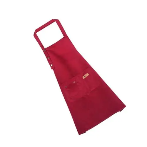 Produktbild: Garneck hängende Halsschürze schürze für kinder Bauernschürze Schürzen für Männer Reinigungsschürze Grillschürze Kochschürze einfarbige Baumwollschürze Küche Kochen Lätzchen verdicken rot