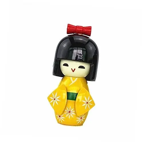 Produktbild: Garneck schwarzes Dekor Antike Geisha Puppe Antike Geisha-Puppe Miniaturen japanisch Geldbörsen Schlüsselanhänger Kimono-Puppenhandwerk Figur hölzern Senfkörner Statue schmücken Antiquität