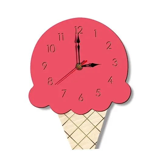 Produktbild: Garneck Jungen Und Mädchenfreundliche Wanduhr in Eiscreme-Form Für Jungen Und Mädchen Modernes Acryl-hängedekor Für Zuhause