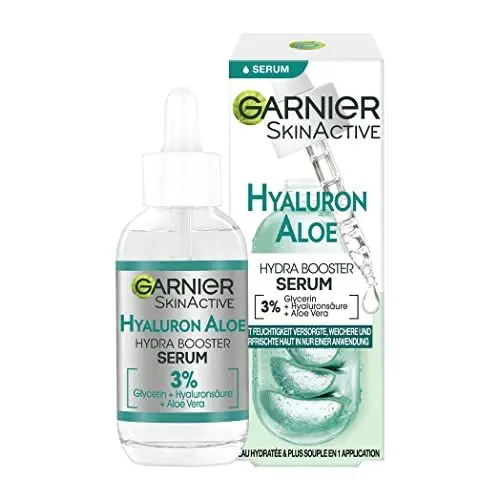Produktbild: Garnier Feuchtigkeitsspendendes Serum für ein straffes und strahlendes Hautbild, Mit beruhigender Aloe Vera und Hyaluronsäure, Skin Active, 30 ml