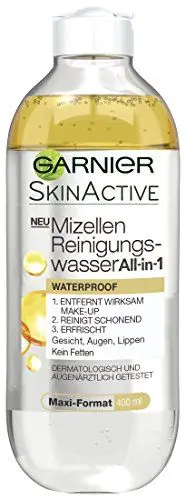 Produktbild: Garnier Mizellen Reinigungswasser, All-In-One Waterproof, Gesichtsreinigung für empfindliche Haut, Kein Fetten, dermatologisch getestet, Skin Active, 400 ml
