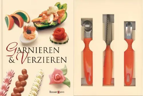 Produktbild: Garnieren und Verzieren-Set: Buch mit Buntmesser, Kugelausstecher und Kanneliermesser