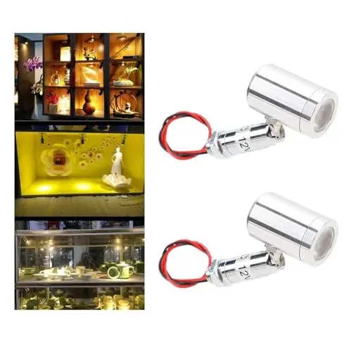 Produktbild: Garosa 2 Stück Mini-LED-Strahler, DC12 V, 1 W, 30°-Winkel, Akzentbeleuchtung für den Innenbereich, Schmuck-Schaufenster-Spot-Licht, KTV-Schrank, Bücherregal, Flur (weißes Licht)