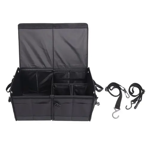 Produktbild: Garosa Kofferraum-Organizer, Stabiles Box-Design, Seitentaschen, 3 Fächer, Universelle Passform, Faltbare Aufbewahrungsbox, Hergestellt aus 1680D Oxford-Stoff und PP-Trennwand