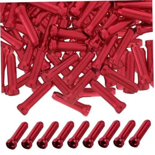 Produktbild: GAROZATION 100 Stück Fahrradkabel-endkappen Aluminiumlegierung Universell Passend für Mountain Road Bikes Einfacher Austausch Rote Bremskabelenden