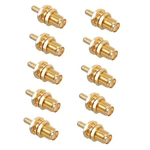 Produktbild: GAROZATION 10 Stück SMA Buchse Crimp HF Stecker Vergoldet Gerade Stecker Für Antennenkabel Optimale Verbindung Für Satellitenreceiver Und Fernseher Zuverlässige Verbindungsklemmen Für