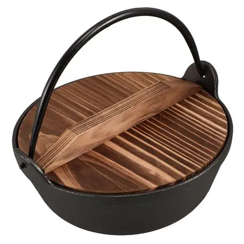 Produktbild: GAROZATION -Camping-suppentopf Hängetopf Zum Kochen Japanisches Design Dicker Eisen-kochtopf Für Den Außenbereich