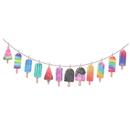 Produktbild: GAROZATION 1 Satz Party Kleid Sommerliches Partydekorationen Hängende Flagge Eiscreme Partydekoration Für Erwachsene Hängende Fahnen Hängende Fahnen Weihnachtsgirlande Aus Filz Papier