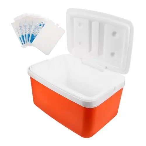 Produktbild: GAROZATION 1satz Kühlbox Tragbar Mit Isolierung Für Picknick Camping BBQ Ausflüge Inkl Kühlakkus Kühlplatte Orange Für Warme Speisen Unterwegs